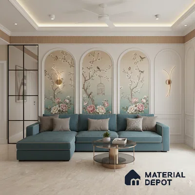 Large Format Marble Floor & Wall Tile TL 10323 Georgio Beach Carving Matte Finish Vitrified Tile - 9 mm | Suitable for | Adhesive and Spacers Must be Used During Installation