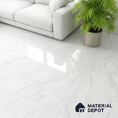 Marble Look Wall & Floor Tile TL 10327 Damasta Bianco 4 ft x 2 ft Vitrified Glossy Finish - 9 mm