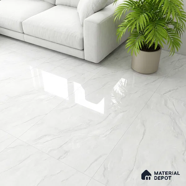 Marble Look Wall & Floor Tile TL 10327 Damasta Bianco 4 ft x 2 ft Vitrified Glossy Finish - 9 mm