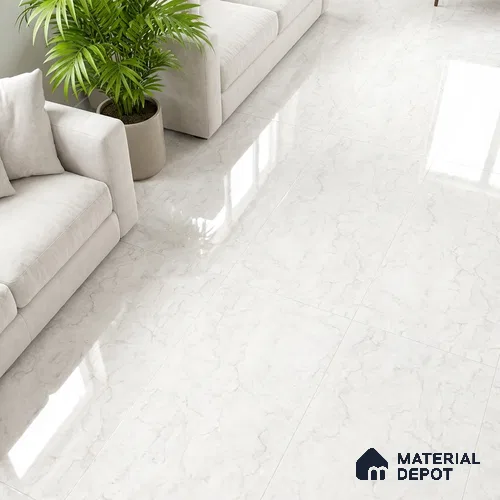 Marble Look Wall & Floor Tile TL 10328 B Fossil Bianco 4 ft x 2 ft Vitrified Glossy Finish - 9 mm