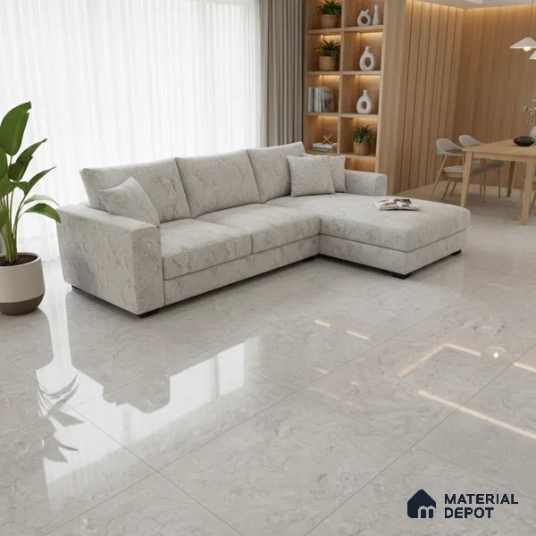 Marble Look Wall & Floor Tile TL 10328 Fossil Grey 4 ft x 2 ft Vitrified Glossy Finish - 9 mm
