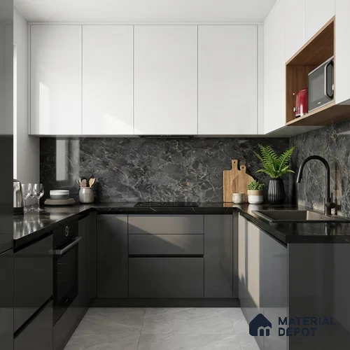 Marble Look Wall & Floor Tile TL 10329 Nova Black 4 ft x 2 ft Vitrified Glossy Finish - 9 mm
