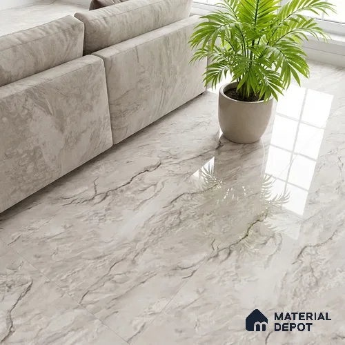 Marble Look Wall & Floor Tile TL 10331 Selestin White 4 ft x 2 ft Vitrified Glossy Finish - 9 mm