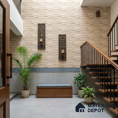 Wall Tile TL 10334 Danna Beige 2 ft x 1 ft Ceramic Matte Finish Tile - 9 mm | Suitable for Courtyard, Stair Lobby Wall, Balcony, Elevation