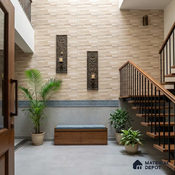 Wall Tile TL 10334 Danna Beige 2 ft x 1 ft Ceramic Matte Finish Tile - 9 mm | Suitable for Courtyard, Stair Lobby Wall, Balcony, Elevation