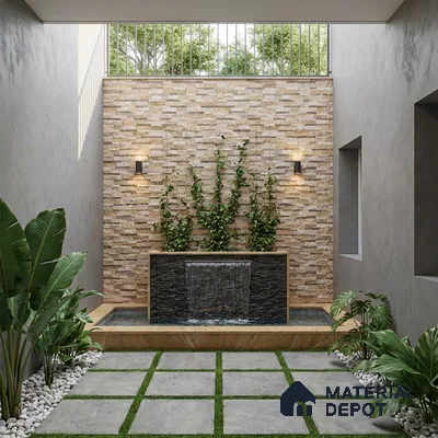 Stone Wall Tile TL 10335 Sentenar Perla 2 ft x 1 ft Ceramic Matte Finish Tile - 9 mm | Suitable for Courtyard, Foyer, Balcony, Elevation