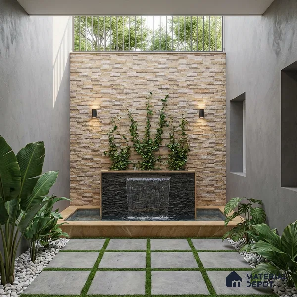 Stone Wall Tile TL 10335 Sentenar Perla 2 ft x 1 ft Ceramic Matte Finish Tile - 9 mm | Suitable for Courtyard, Foyer, Balcony, Elevation