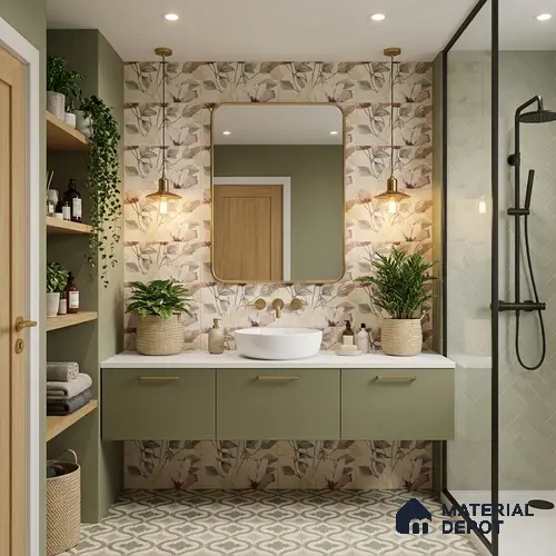 Floral Wall Tile TL 10336 B Enya Ivory Decor HL B 2 ft x 1 ft Ceramic Matte Finish Tile - 9 mm | Suitable For Kitchen, Bathroom Walls and Backsplashes | Please Expect a Slight Variation of Pattern