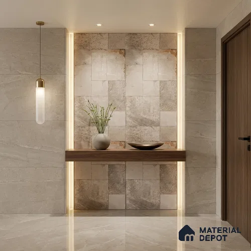 Stone Floor Tile TL 10339 Abbey Stone Sand 4 ft x 2 ft Vitrified Matte Finish Tile - 11 mm | Suitable For Bathroom, Courtyard, Corridor
