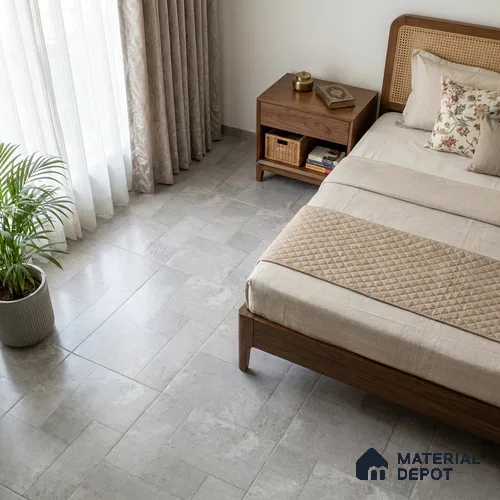 Stone Floor Tile TL 10341 French Stone Grey 4 ft x 2 ft Vitrified Matte Finish Tile - 11 mm | Suitable For Bathroom, Courtyard, Corridor
