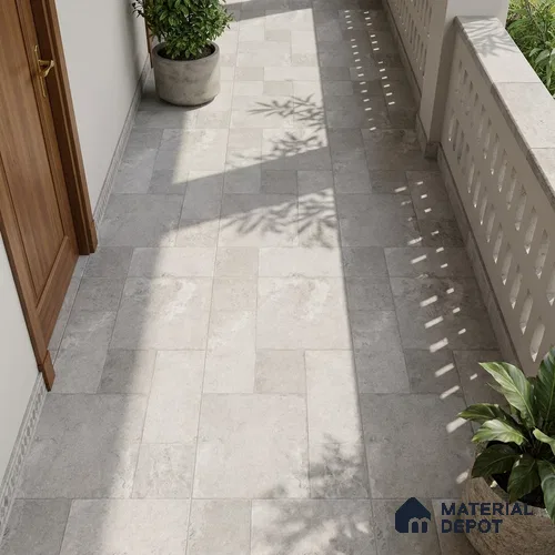 Stone Floor Tile TL 10341 French Stone Grey 4 ft x 2 ft Vitrified Matte Finish Tile - 11 mm | Suitable For Bathroom, Courtyard, Corridor