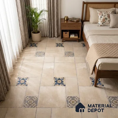 Stone Floor Tile TL 10342 Haritage Sand 4 ft x 2 ft Vitrified Matte Finish Tile - 11 mm | Suitable For Bathroom, Courtyard, Corridor