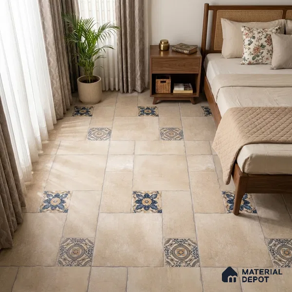 Stone Floor Tile TL 10342 Haritage Sand 4 ft x 2 ft Vitrified Matte Finish Tile - 11 mm | Suitable For Bathroom, Courtyard, Corridor