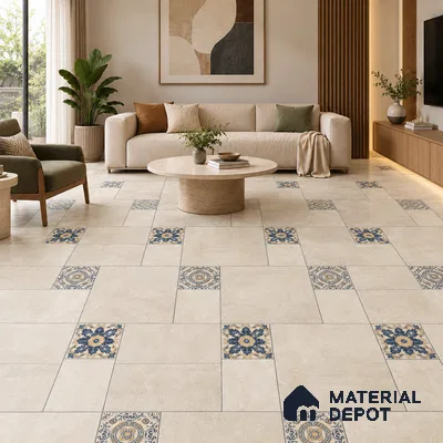 Stone Floor Tile TL 10342 Haritage Sand 4 ft x 2 ft Vitrified Matte Finish Tile - 11 mm | Suitable For Bathroom, Courtyard, Corridor