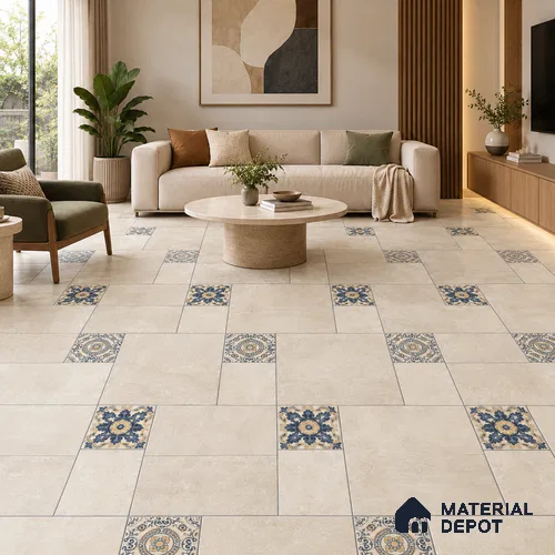 Stone Floor Tile TL 10342 Haritage Sand 4 ft x 2 ft Vitrified Matte Finish Tile - 11 mm | Suitable For Bathroom, Courtyard, Corridor