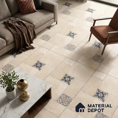 Stone Floor Tile TL 10342 Haritage Sand 4 ft x 2 ft Vitrified Matte Finish Tile - 11 mm | Suitable For Bathroom, Courtyard, Corridor