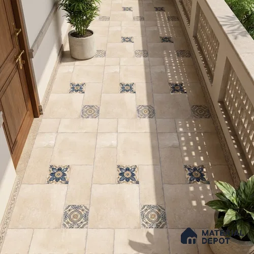 Stone Floor Tile TL 10342 Haritage Sand 4 ft x 2 ft Vitrified Matte Finish Tile - 11 mm | Suitable For Bathroom, Courtyard, Corridor