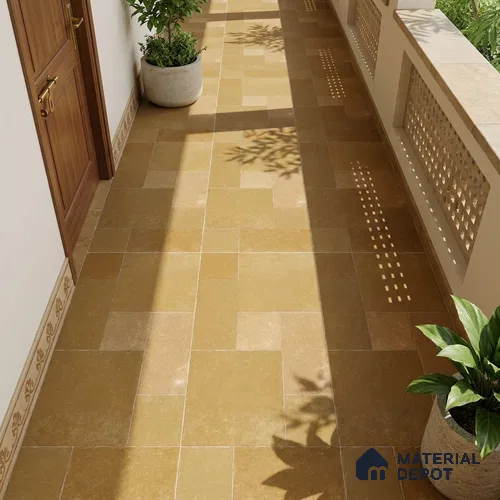Stone Floor Tile TL 10343 C Kota Stone Jaiselmer 4 ft x 2 ft Vitrified Matte Finish Tile - 11 mm | Suitable For Bathroom, Courtyard, Corridor