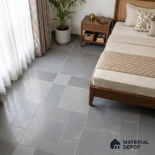 Stone Floor Tile TL 10343 Kota Stone Grey 4 ft x 2 ft Vitrified Matte Finish Tile - 11 mm | Suitable For Bathroom, Courtyard, Corridor