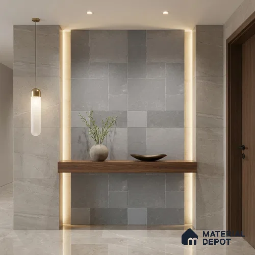 Stone Floor Tile TL 10343 Kota Stone Grey 4 ft x 2 ft Vitrified Matte Finish Tile - 11 mm | Suitable For Bathroom, Courtyard, Corridor