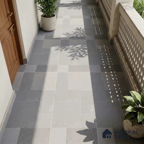 Stone Floor Tile TL 10343 Kota Stone Grey 4 ft x 2 ft Vitrified Matte Finish Tile - 11 mm | Suitable For Bathroom, Courtyard, Corridor