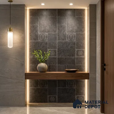 Stone Floor Tile TL 10345 North Stone Night 4 ft x 2 ft Vitrified Matte Finish Tile - 11 mm | Suitable For Bathroom, Courtyard, Corridor