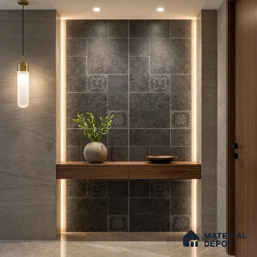 Stone Floor Tile TL 10345 North Stone Night 4 ft x 2 ft Vitrified Matte Finish Tile - 11 mm | Suitable For Bathroom, Courtyard, Corridor