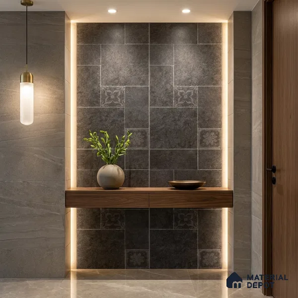 Stone Floor Tile TL 10345 North Stone Night 4 ft x 2 ft Vitrified Matte Finish Tile - 11 mm | Suitable For Bathroom, Courtyard, Corridor