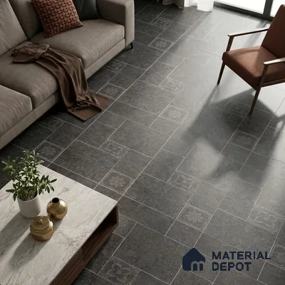 Stone Floor Tile TL 10345 North Stone Night 4 ft x 2 ft Vitrified Matte Finish Tile - 11 mm | Suitable For Bathroom, Courtyard, Corridor