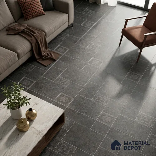 Stone Floor Tile TL 10345 North Stone Night 4 ft x 2 ft Vitrified Matte Finish Tile - 11 mm | Suitable For Bathroom, Courtyard, Corridor