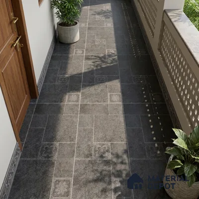 Stone Floor Tile TL 10345 North Stone Night 4 ft x 2 ft Vitrified Matte Finish Tile - 11 mm | Suitable For Bathroom, Courtyard, Corridor