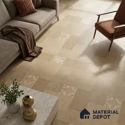 Stone Floor Tile TL 10346 Pomposa Sand 4 ft x 2 ft Vitrified Matte Finish Tile - 11 mm | Suitable For Bathroom, Courtyard, Corridor