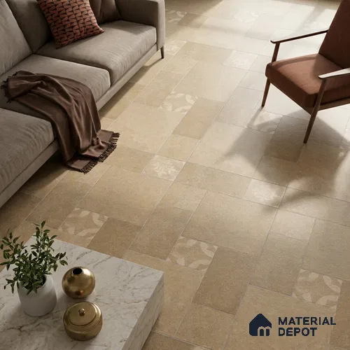 Stone Floor Tile TL 10346 Pomposa Sand 4 ft x 2 ft Vitrified Matte Finish Tile - 11 mm | Suitable For Bathroom, Courtyard, Corridor