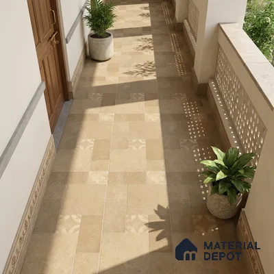 Stone Floor Tile TL 10346 Pomposa Sand 4 ft x 2 ft Vitrified Matte Finish Tile - 11 mm | Suitable For Bathroom, Courtyard, Corridor