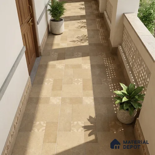 Stone Floor Tile TL 10346 Pomposa Sand 4 ft x 2 ft Vitrified Matte Finish Tile - 11 mm | Suitable For Bathroom, Courtyard, Corridor