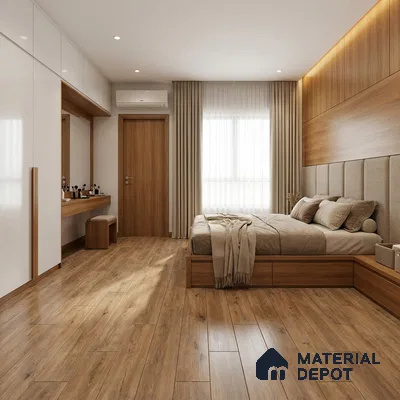 Wood Look Floor Tile TL 10348 Apricot Brown 4 ft x 7.87 inch Matte Finish Vitrified Tile - 9 mm | Suitable For living Room, Bedroom, Bathroom | 2-3 mm Spacer is Mandatory