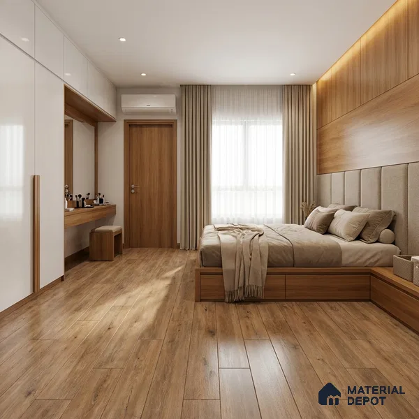 Wood Look Floor Tile TL 10348 Apricot Brown 4 ft x 7.87 inch Matte Finish Vitrified Tile - 9 mm | Suitable For living Room, Bedroom, Bathroom | 2-3 mm Spacer is Mandatory