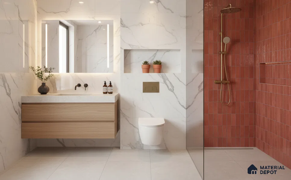 Subway Look Floor Tile TL 10372 B Artistic clay 24 x 12 inch Glossy Finish Ceramic Tile - 9 mm | Suitable For Bathroom, Kitchen & Dining Area | Please Expect a Slight Variation of Pattern