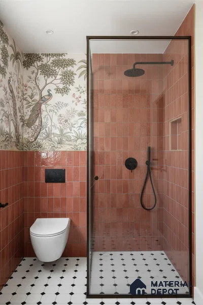 Subway Look Floor Tile TL 10372 B Artistic clay 24 x 12 inch Glossy Finish Ceramic Tile - 9 mm | Suitable For Bathroom, Kitchen & Dining Area | Please Expect a Slight Variation of Pattern