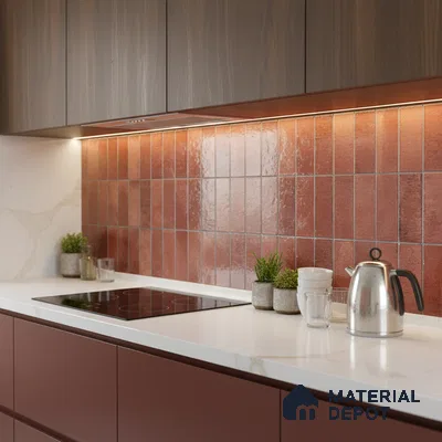 Subway Look Floor Tile TL 10372 B Artistic clay 24 x 12 inch Glossy Finish Ceramic Tile - 9 mm | Suitable For Bathroom, Kitchen & Dining Area | Please Expect a Slight Variation of Pattern