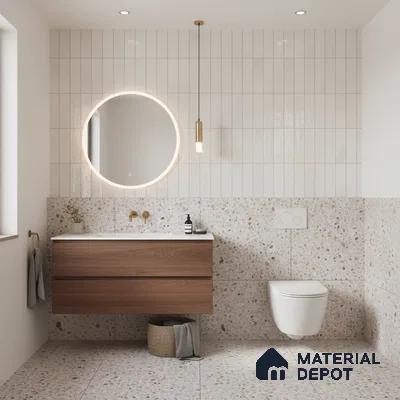 Subway Look Floor Tile TL 10372 C Artistic snowy 24 x 12 inch Glossy Finish Ceramic Tile - 9 mm | Suitable for Kitchen, Bathroom & Dining Area | Please Expect a Slight Variation of Pattern