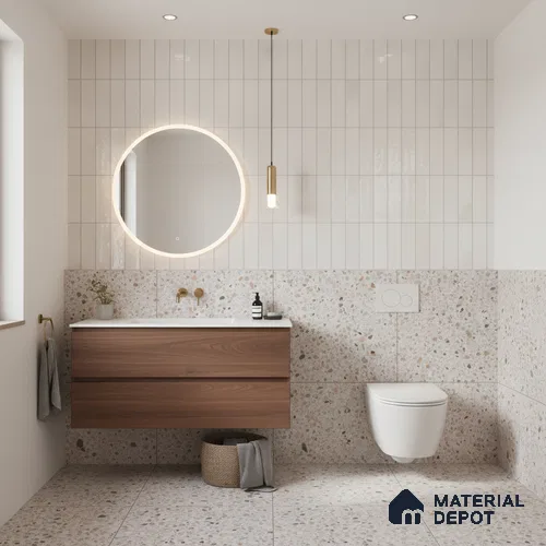 Subway Look Floor Tile TL 10372 C Artistic snowy 24 x 12 inch Glossy Finish Ceramic Tile - 9 mm | Suitable for Kitchen, Bathroom & Dining Area | Please Expect a Slight Variation of Pattern