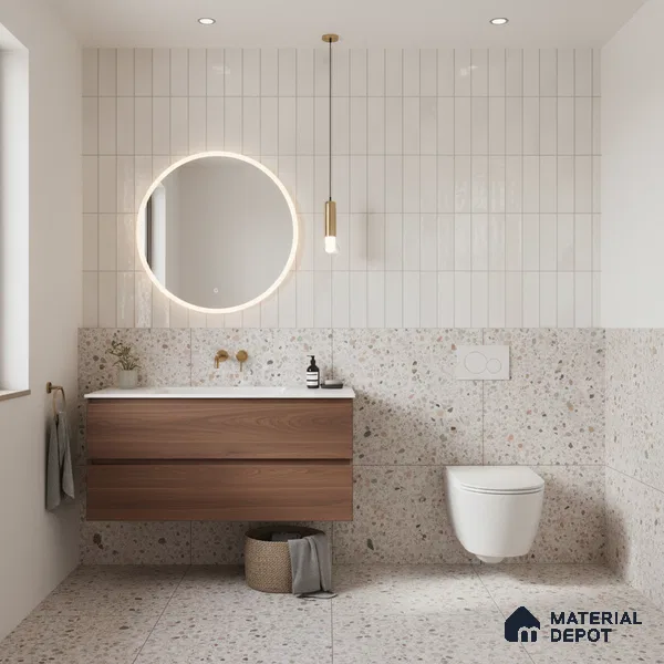 Subway Look Floor Tile TL 10372 C Artistic snowy 24 x 12 inch Glossy Finish Ceramic Tile - 9 mm | Suitable for Kitchen, Bathroom & Dining Area | Please Expect a Slight Variation of Pattern