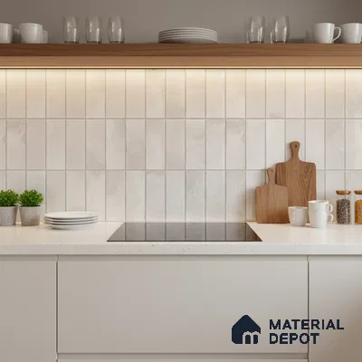 Subway Look Floor Tile TL 10372 C Artistic snowy 24 x 12 inch Glossy Finish Ceramic Tile - 9 mm | Suitable for Kitchen, Bathroom & Dining Area | Please Expect a Slight Variation of Pattern