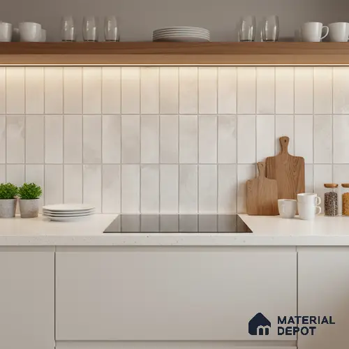 Subway Look Floor Tile TL 10372 C Artistic snowy 24 x 12 inch Glossy Finish Ceramic Tile - 9 mm | Suitable for Kitchen, Bathroom & Dining Area | Please Expect a Slight Variation of Pattern