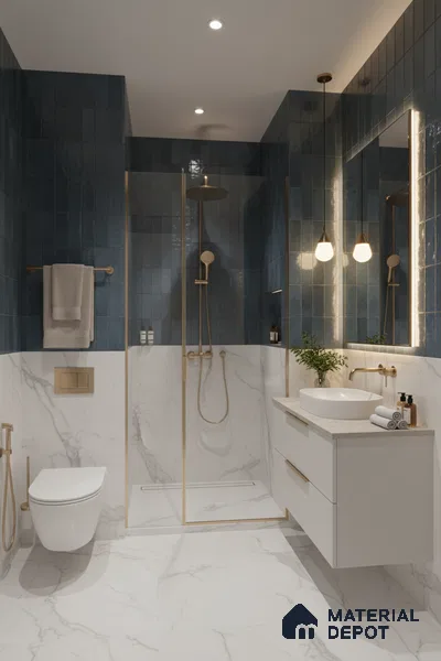 Subway Look Floor Tile TL 10372 Artistic blue 24 x 12 inch Glossy Finish Ceramic Tile - 9 mm | Suitable for Kitchen, Bathroom & Dining Area | Please Expect a Slight Variation of Pattern