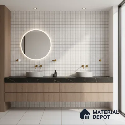 Subway Look Wall Tile TL 10373 C Mendila Silver 24 x 12 inch Matte Finish Ceramic Tile - 9 mm | Suitable For Bathroom, Kitchen & Dining Area | Please Expect a Slight Variation of Pattern