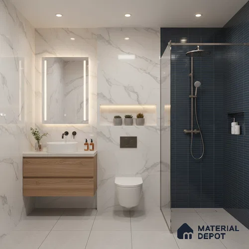 Subway Look Wall Tile TL 10373 D Mendila Lagoon 24 x 12 inch Matte Finish Ceramic Tile - 9 mm | Suitable for Kitchen, Bathroom & Dining Area | Please Expect a Slight Variation of Pattern