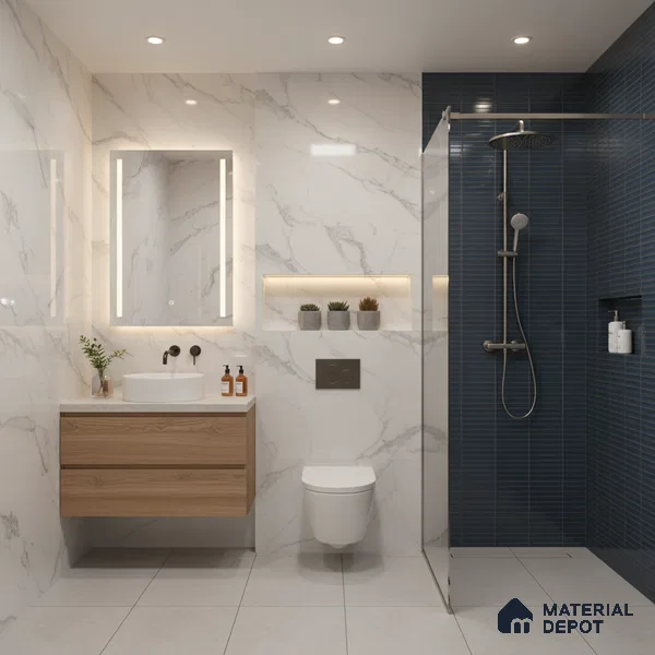 Subway Look Wall Tile TL 10373 D Mendila Lagoon 24 x 12 inch Matte Finish Ceramic Tile - 9 mm | Suitable for Kitchen, Bathroom & Dining Area | Please Expect a Slight Variation of Pattern