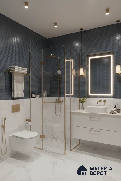 Subway Look Wall Tile TL 10373 D Mendila Lagoon 24 x 12 inch Matte Finish Ceramic Tile - 9 mm | Suitable for Kitchen, Bathroom & Dining Area | Please Expect a Slight Variation of Pattern